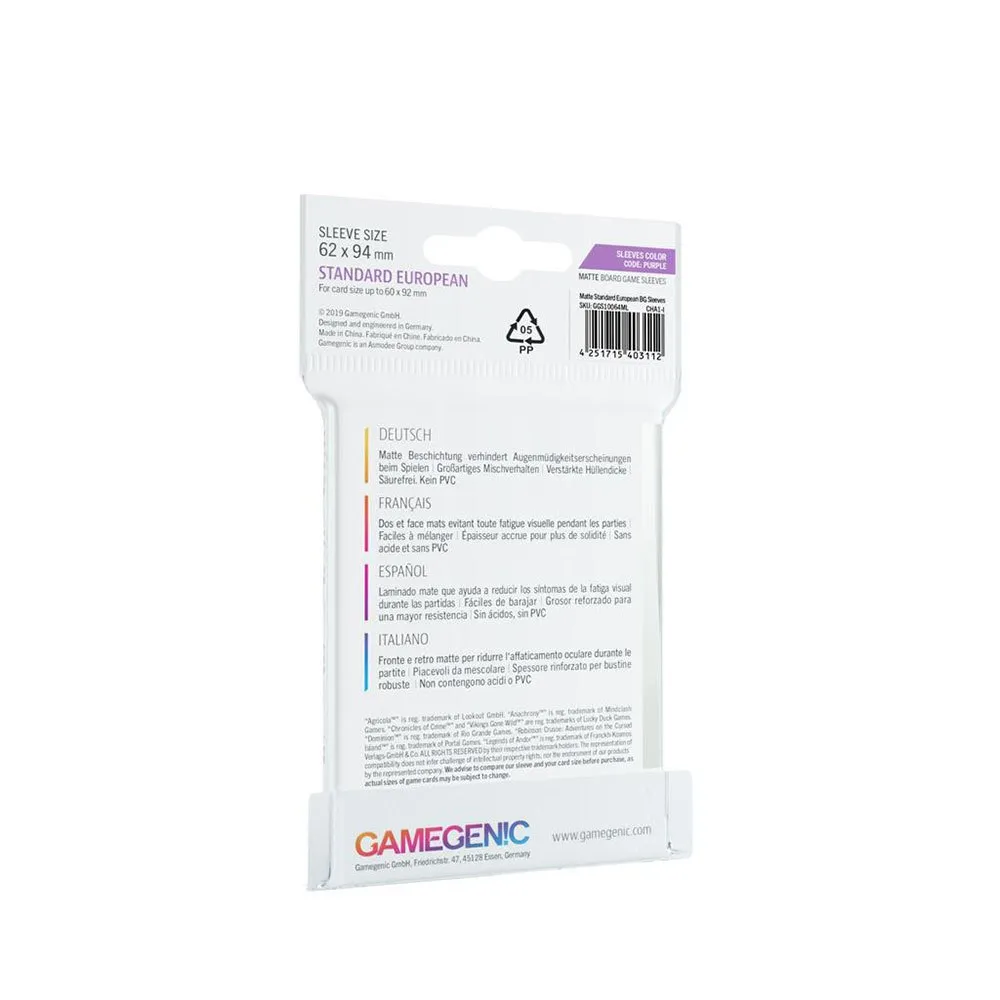 Gamegenic Card Sleeves Matte Standard European-Sized 62X94mm 50 Units - Image 2